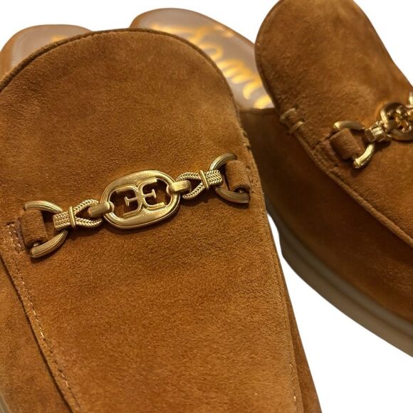 Sam Edelman Kira Bit Brown Leather Suede Mule Loafers with Gold Accent 9.5M - Picture 5 of 10